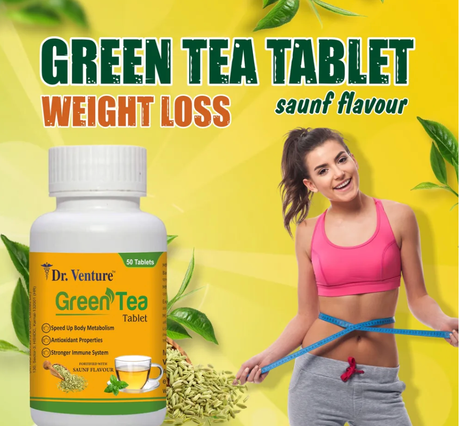Dr. Venture Green Tea Tablet with Saunf Flavour (Pack of 2)