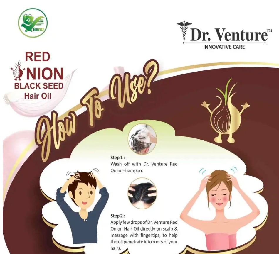 Dr. Venture Combo Pack Red Onion Shampoo With Red Onion Black Seed Extract 300 ml