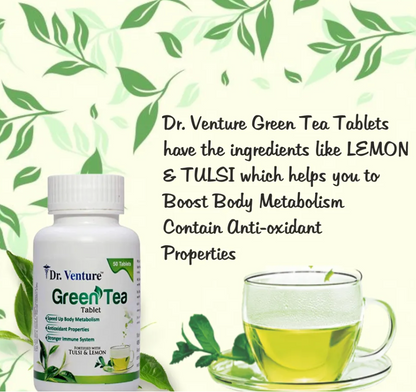 Dr. Venture Green Tea Tablet with Tulsi & Lemon for Weight Loss