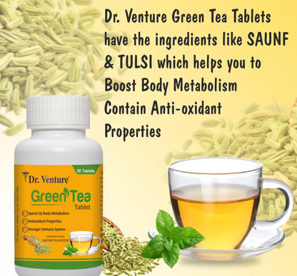 Dr. Venture Green Tea Tablet with Saunf Flavour