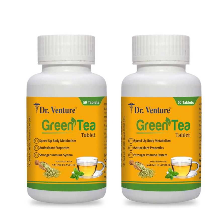 Dr. Venture Green Tea Tablet with Saunf Flavour (Pack of 2)