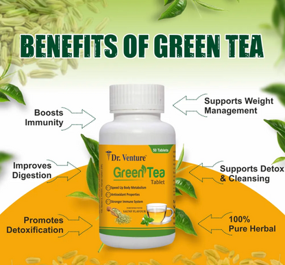 Dr. Venture Green Tea Tablet with Saunf Flavour (Pack of 2)