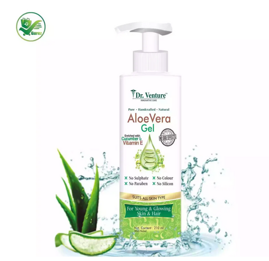 Dr. Venture Aloe Vera Gel: Enriched with Cucumber, Vitamin E, 100% Natural
