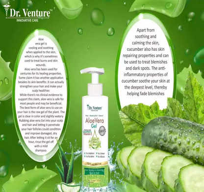 Dr. Venture Aloe Vera Gel: Enriched with Cucumber, Vitamin E, 100% Natural
