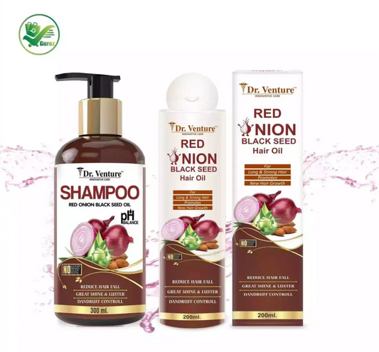 Dr. Venture Combo Pack Red Onion Shampoo With Red Onion Black Seed Extract 300 ml