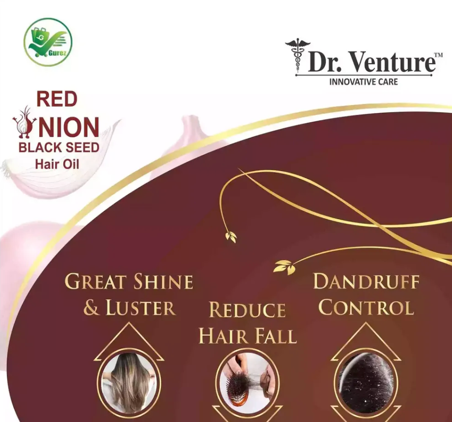 Dr. Venture Combo Pack Red Onion Shampoo With Red Onion Black Seed Extract 300 ml